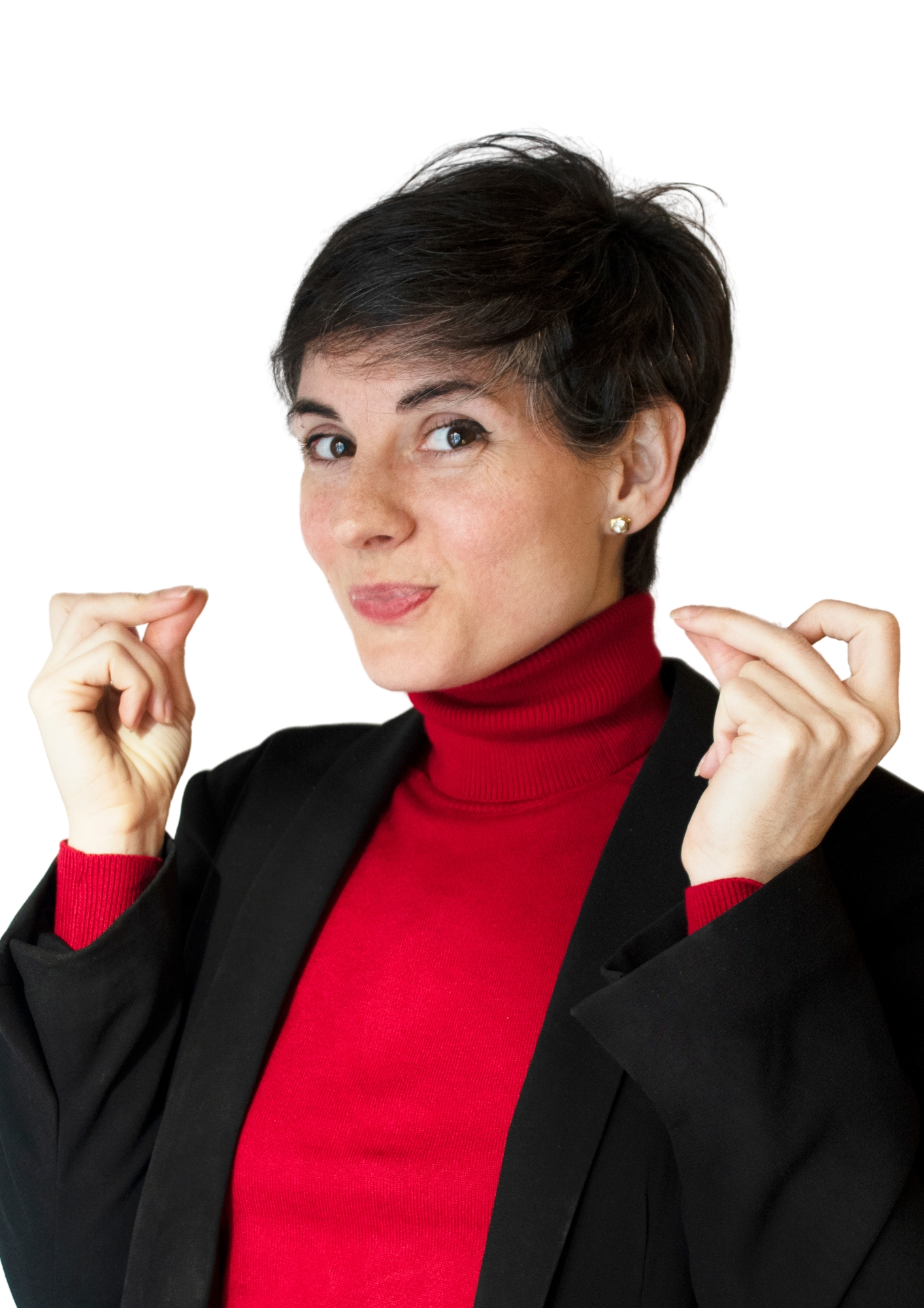 Elena Mase con pose divertida